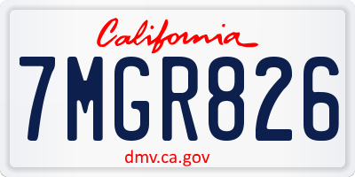 CA license plate 7MGR826