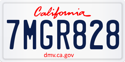 CA license plate 7MGR828