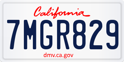 CA license plate 7MGR829
