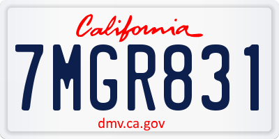 CA license plate 7MGR831