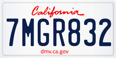 CA license plate 7MGR832