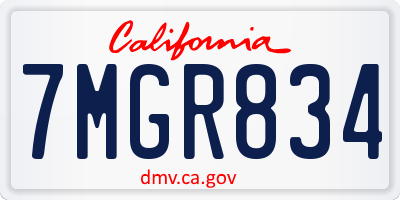 CA license plate 7MGR834