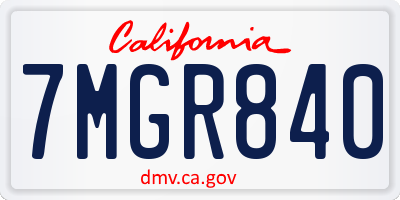 CA license plate 7MGR840