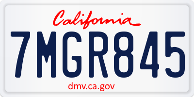 CA license plate 7MGR845