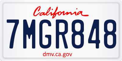 CA license plate 7MGR848