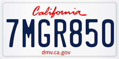 CA license plate 7MGR850