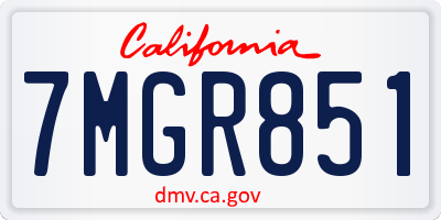 CA license plate 7MGR851