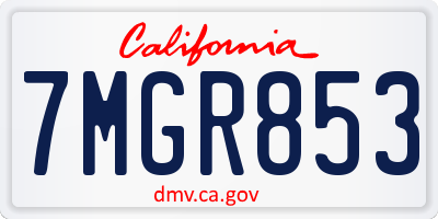 CA license plate 7MGR853
