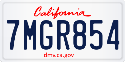 CA license plate 7MGR854