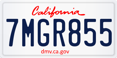 CA license plate 7MGR855