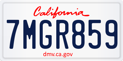 CA license plate 7MGR859