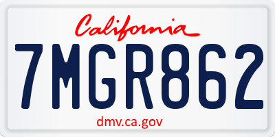 CA license plate 7MGR862
