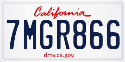 CA license plate 7MGR866
