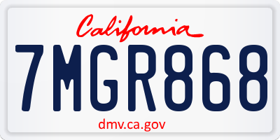 CA license plate 7MGR868