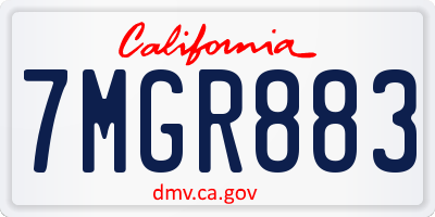 CA license plate 7MGR883