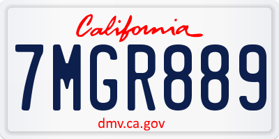 CA license plate 7MGR889