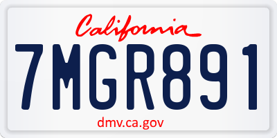 CA license plate 7MGR891