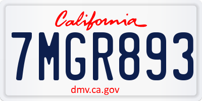 CA license plate 7MGR893