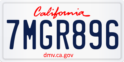 CA license plate 7MGR896