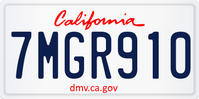 CA license plate 7MGR910