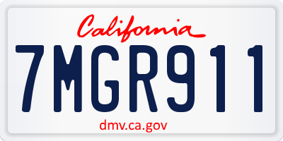 CA license plate 7MGR911