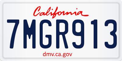 CA license plate 7MGR913