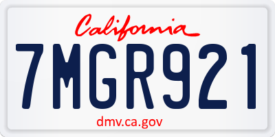 CA license plate 7MGR921