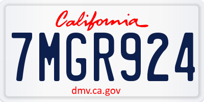 CA license plate 7MGR924