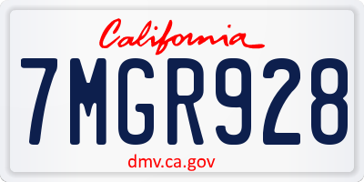 CA license plate 7MGR928