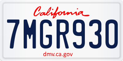 CA license plate 7MGR930