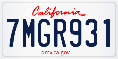 CA license plate 7MGR931