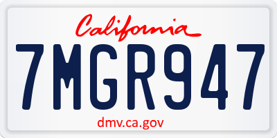 CA license plate 7MGR947