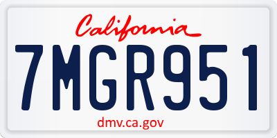 CA license plate 7MGR951