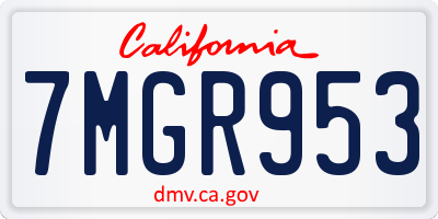 CA license plate 7MGR953
