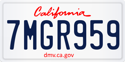 CA license plate 7MGR959