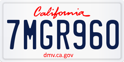 CA license plate 7MGR960