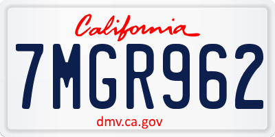 CA license plate 7MGR962