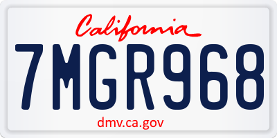 CA license plate 7MGR968