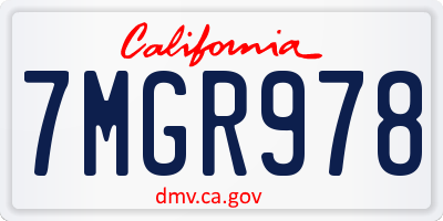 CA license plate 7MGR978