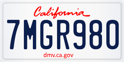 CA license plate 7MGR980