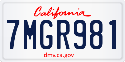 CA license plate 7MGR981