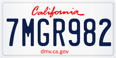 CA license plate 7MGR982