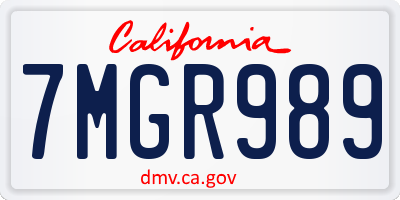 CA license plate 7MGR989