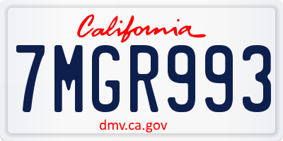 CA license plate 7MGR993