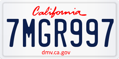 CA license plate 7MGR997