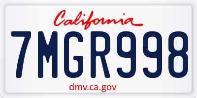 CA license plate 7MGR998