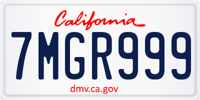CA license plate 7MGR999