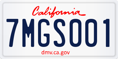 CA license plate 7MGS001