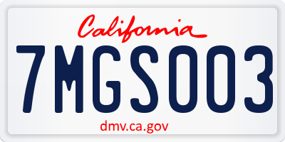 CA license plate 7MGS003