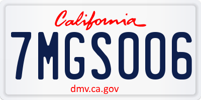 CA license plate 7MGS006